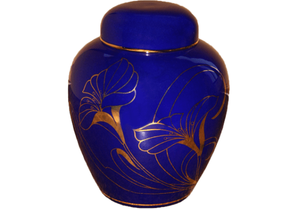 URNE PORCELAINE BLEUE - FLEUR